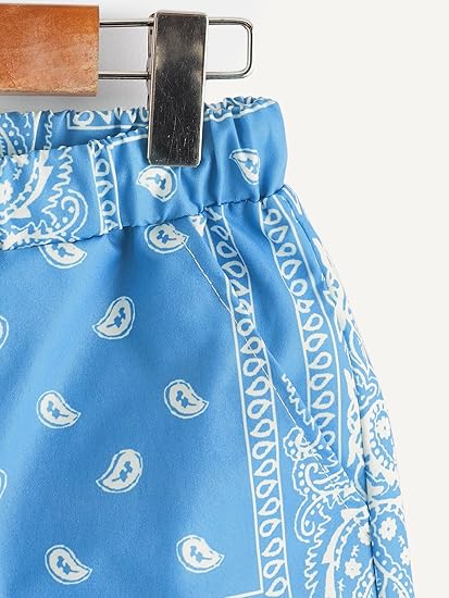 Shein Pantalones cortos gráficos para niño, de cintura alta, con estampado de cachemira - Quierox - Tienda Online