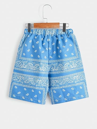 Shein Pantalones cortos gráficos para niño, de cintura alta, con estampado de cachemira - Quierox - Tienda Online