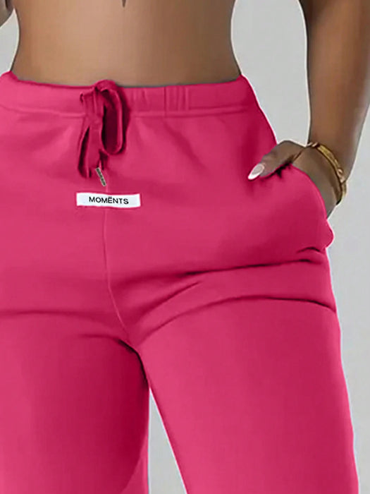 SHEIN Pantalones deportivos para mujer con cintura ajustable y detalles de parches - Quierox - Tienda Online