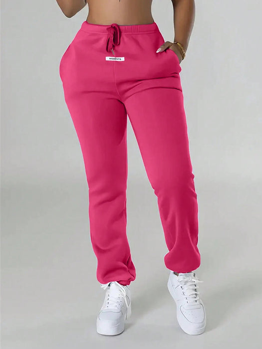 SHEIN Pantalones deportivos para mujer con cintura ajustable y detalles de parches - Quierox - Tienda Online