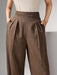 SHEIN Pantalones elegantes de pierna ancha con cintura alta y pliegues de Heiryn - Quierox - Tienda Online