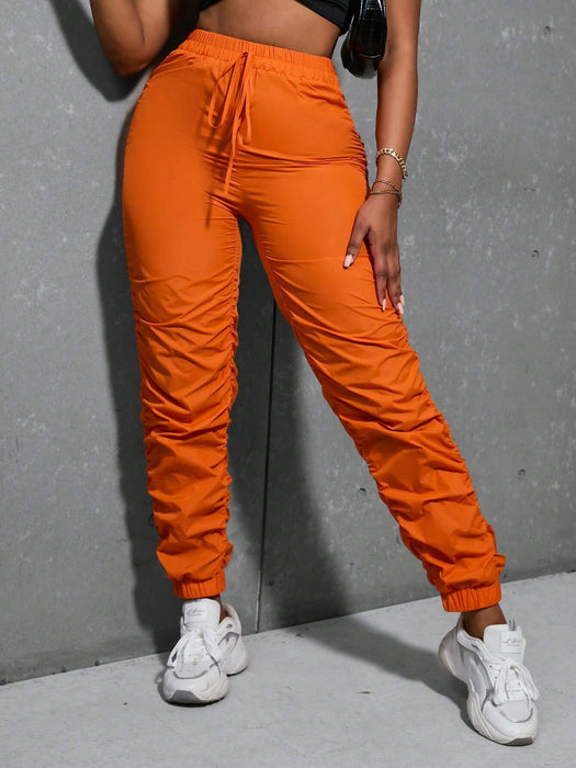 SHEIN Pantalones fruncidos con nudo en la parte delantera Slayr - Quierox - Tienda Online