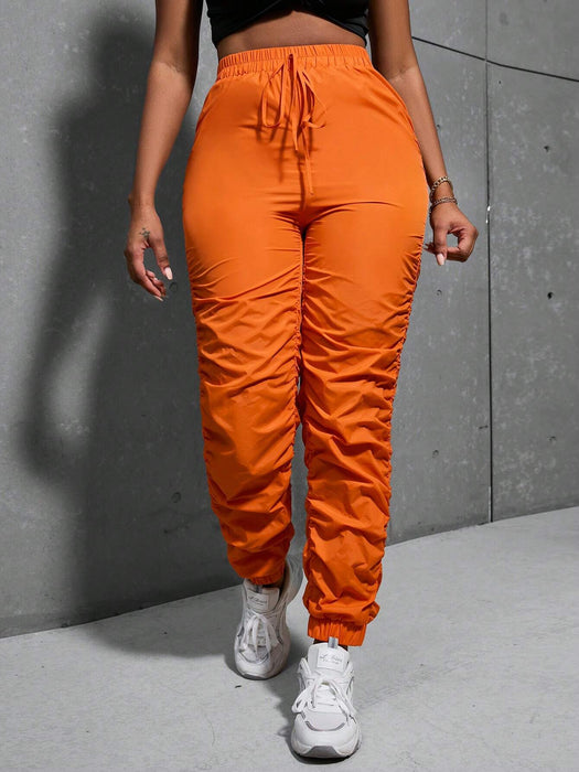 SHEIN Pantalones fruncidos con nudo en la parte delantera Slayr - Quierox - Tienda Online