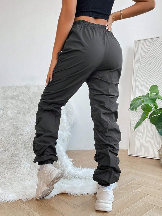 Shein Pantalones paracaídas de cintura alta con cordón - Quierox - Tienda Online