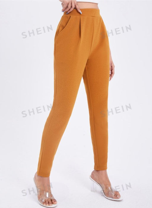 SHEIN Pantalones pitillo con bolsillos oblicuos y diseño liso Essnce - Quierox - Tienda Online