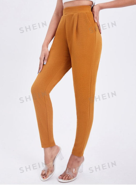 SHEIN Pantalones pitillo con bolsillos oblicuos y diseño liso Essnce - Quierox - Tienda Online