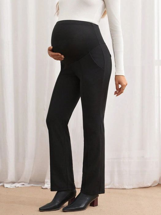 SHEIN Pantalones pitillo de unicolor de talle alto versátiles y casuales para el embarazo - Quierox - Tienda Online