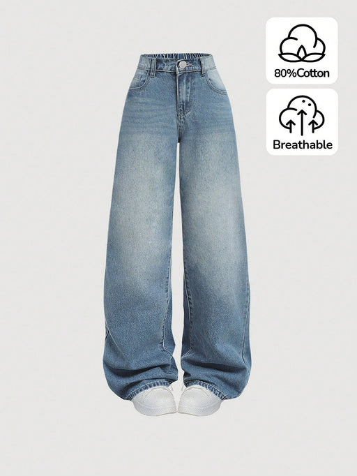 SHEIN Pantalones vaqueros informales de corte holgado estilo Y2K para adolescentes - Quierox - Tienda Online
