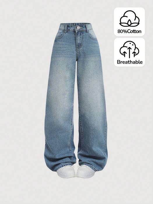 SHEIN Pantalones vaqueros informales de corte holgado estilo Y2K para adolescentes - Quierox - Tienda Online
