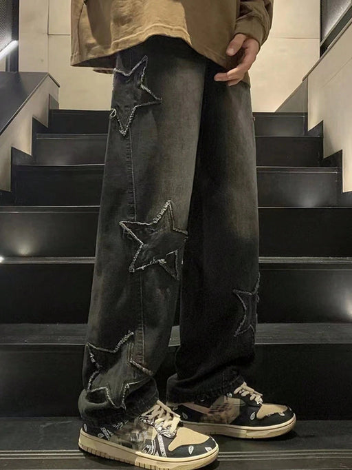 Shein Pantalones vaqueros rectos holgados con flecos y estampado de estrellas - Quierox - Tienda Online