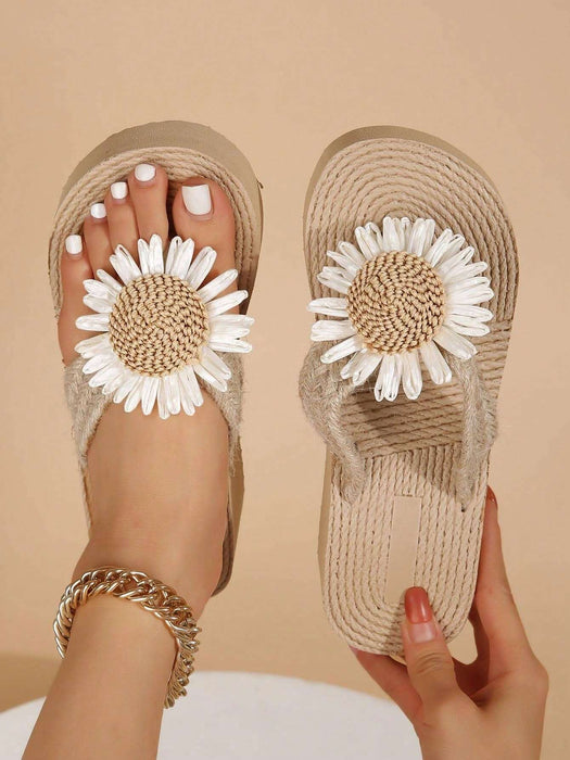 SHEIN Pantuflas De Cuerda De Tacón Alto Y Cuña De Suela Gruesa para Mujer - Quierox - Tienda Online