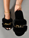 SHEIN Pantuflas de dormitorio de felpa negra de moda para mujer - Quierox - Tienda Online