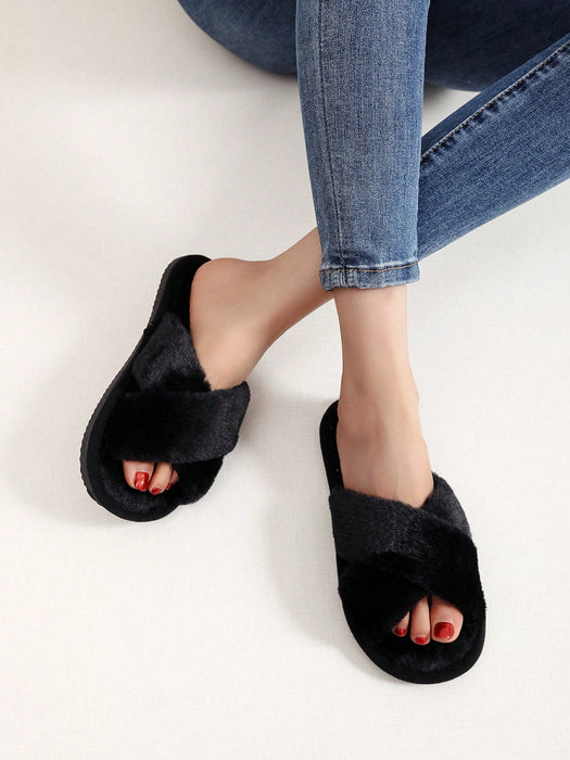 SHEIN Pantuflas de interior para mujer con tiras cruzadas, suaves y cómodas. - Quierox - Tienda Online