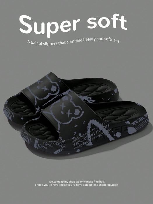 SHEIN Pantuflas para hombre con estampado de oso de dibujos animados - Quierox - Tienda Online
