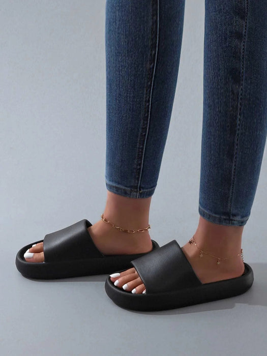 Shein Pantuflas unisex antideslizantes de suela gruesa, sencillas para interiores y exteriores - Quierox - Tienda Online