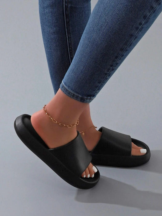 Shein Pantuflas unisex antideslizantes de suela gruesa, sencillas para interiores y exteriores - Quierox - Tienda Online