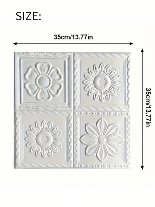 Shein Papel tapiz 3D con flor blanca, pegatina de pared autoadhesiva - Quierox - Tienda Online