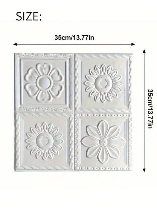 Shein Papel tapiz 3D con flor blanca, pegatina de pared autoadhesiva - Quierox - Tienda Online