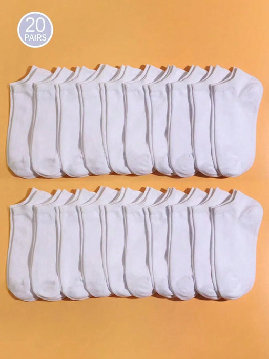 SHEIN Paquete de 20 pares de calcetines cortos de color liso para mujer - Quierox - Tienda Online