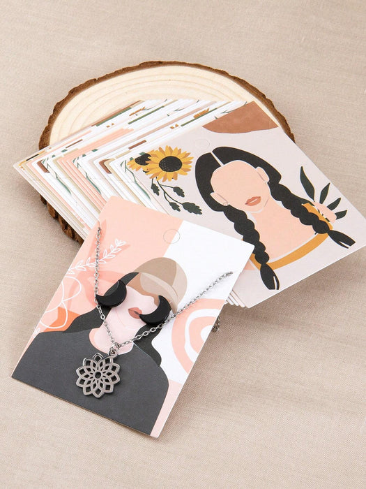 Shein Paquete de 20 tarjetas de presentación con patrones aleatorios, 6 x 8 cm, adecuadas para exhibir joyas de mujer - Quierox - Tienda Online