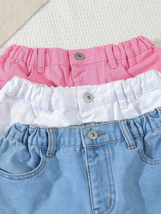 SHEIN Paquete de 3 shorts vaqueros casuales para preadolescentes, versátiles y de corte relajado - Quierox - Tienda Online