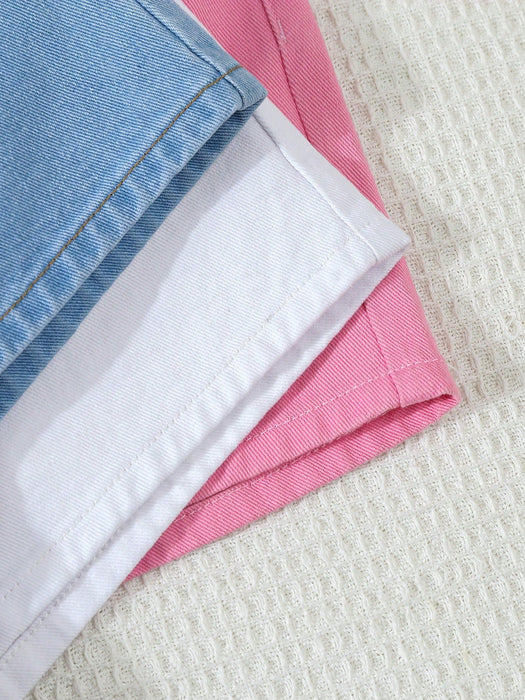 SHEIN Paquete de 3 shorts vaqueros casuales para preadolescentes, versátiles y de corte relajado - Quierox - Tienda Online