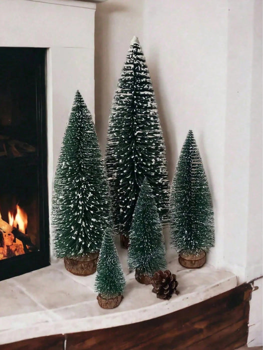Shein paquete de 5 árboles de Navidad pequeños con base de madera para decoración - Quierox - Tienda Online