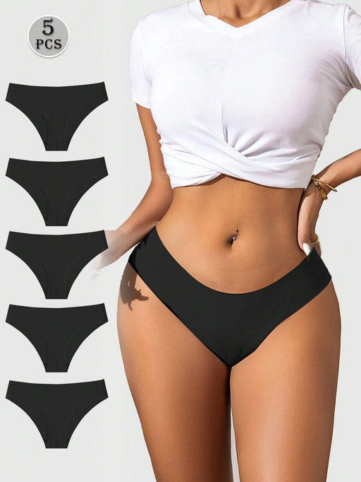 Shein Paquete de 5 bragas sexys sin costuras para mujer de talle bajo, fina y transpirable - Quierox - Tienda Online