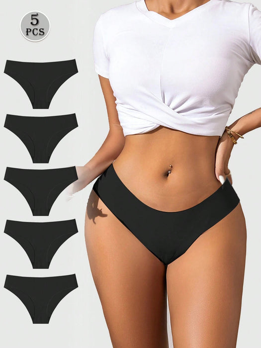 Shein Paquete de 5 bragas sexys sin costuras para mujer de talle bajo, fina y transpirable - Quierox - Tienda Online