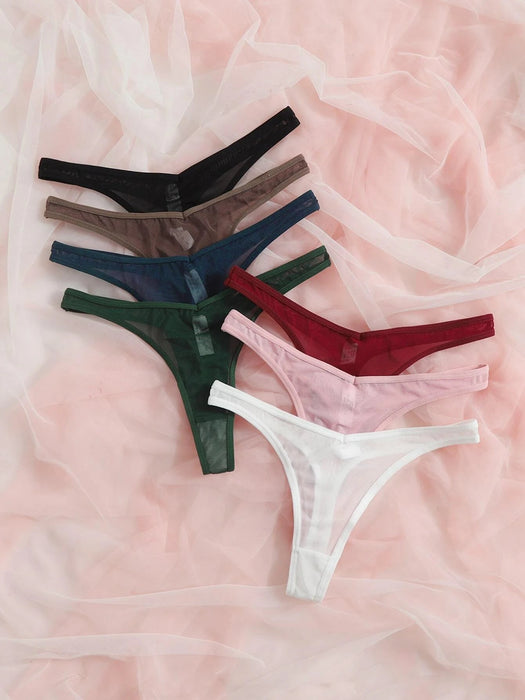 Shein Paquete de 7 bragas invisibles de color solido