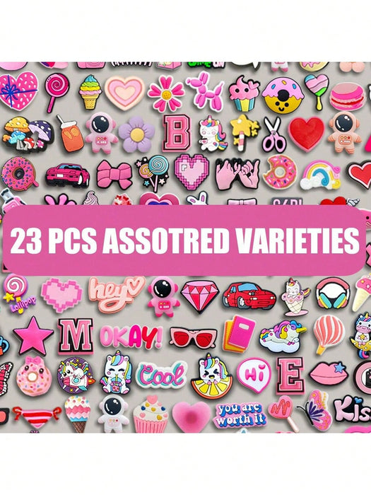 SHEIN Paquete mixto rosa de pines para sandalias 23 piezas aletorias - Quierox - Tienda Online