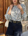 SHEIN Pariaura Camisa suelta con estampado de plantas y puños con corbata - Quierox - Tienda Online