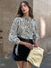 SHEIN Pariaura Camisa suelta con estampado de plantas y puños con corbata - Quierox - Tienda Online