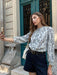 SHEIN Pariaura Camisa suelta con estampado de plantas y puños con corbata - Quierox - Tienda Online
