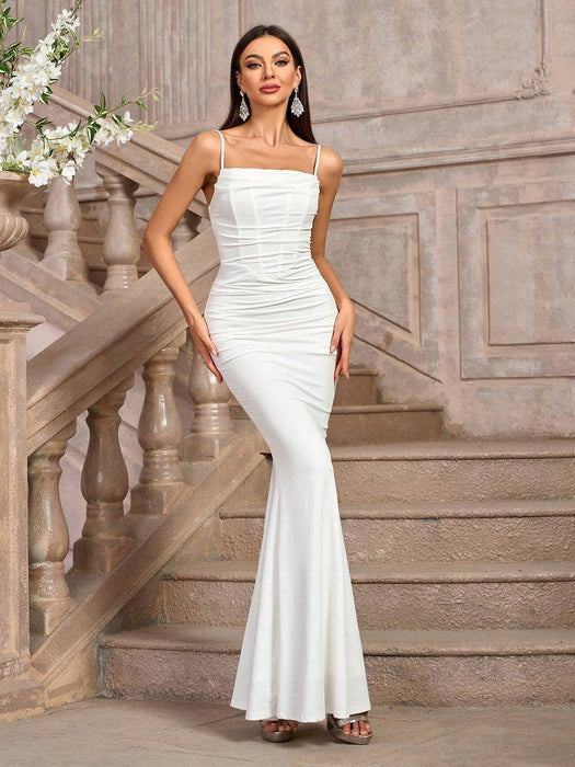 Shein PARTHEA Vestido formal ajustado con fruncido liso - Quierox - Tienda Online