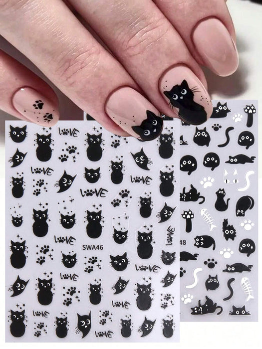 SHEIN Pegatinas para uñas con diseño de gato negro - Quierox - Tienda Online