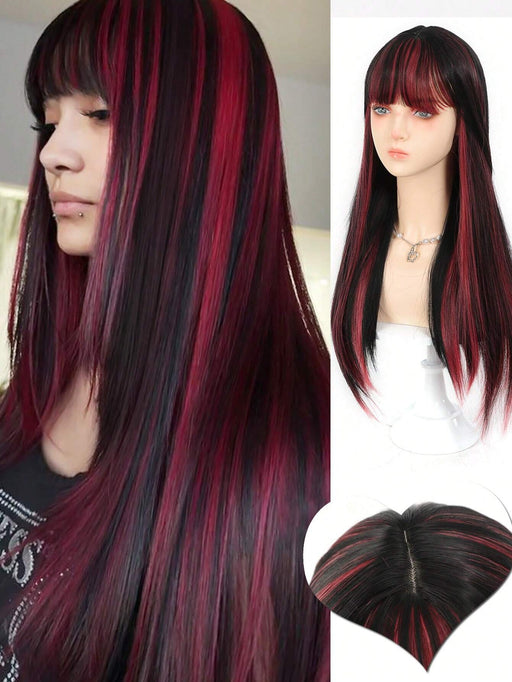 SHEIN Peluca de cosplay con flequillo, cabello sintético largo y liso estilo Lolita 24INCH - Quierox - Tienda Online