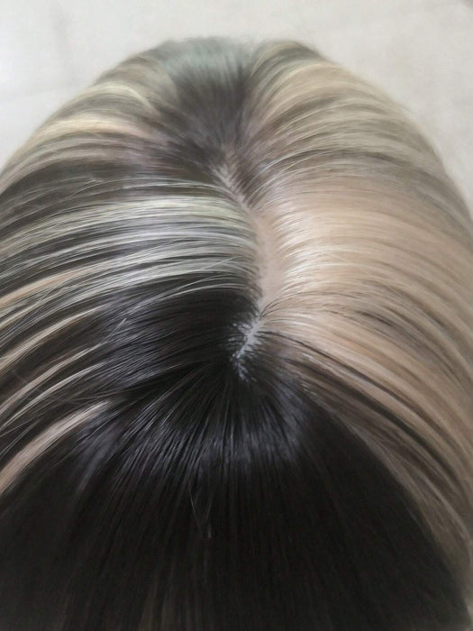 SHEIN Peluca sintética rubia con reflejos marrones y negros con flequillo - Quierox - Tienda Online