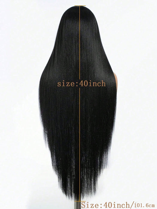 Shein Pelucas de encaje frontal 13*4*1 con parte en T de 40 pulgadas de cabello sintético negro liso - Quierox - Tienda Online