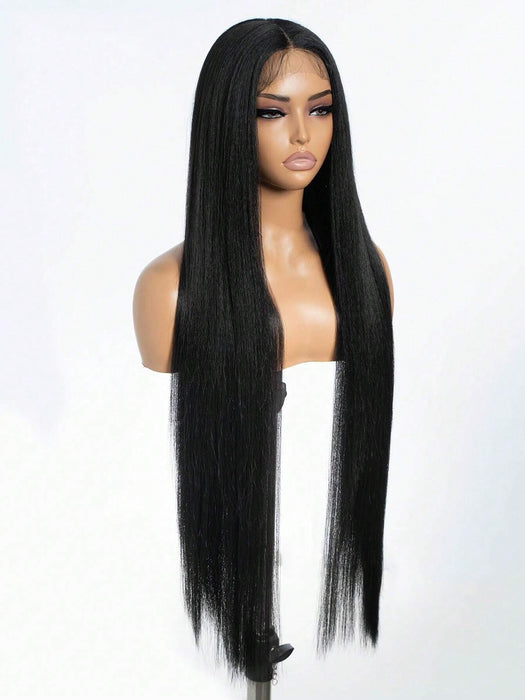 Shein Pelucas de encaje frontal 13*4*1 con parte en T de 40 pulgadas de cabello sintético negro liso - Quierox - Tienda Online