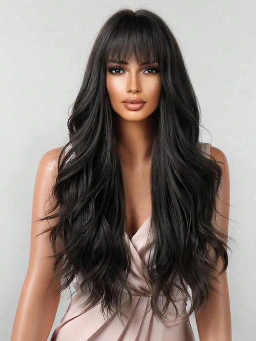 Shein Pelucas HAIRCUBE de 26 pulgadas de largo y rizado con flequillo, negras y onduladas, sintéticas - Quierox - Tienda Online