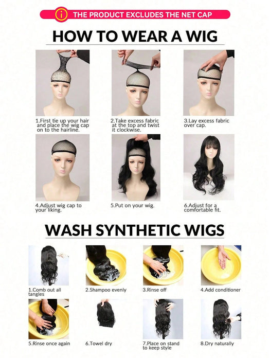 Shein Pelucas HAIRCUBE de 26 pulgadas de largo y rizado con flequillo, negras y onduladas, sintéticas - Quierox - Tienda Online