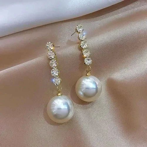 SHEIN Pendiente de perla dorada con diamantes de imitación - Quierox - Tienda Online