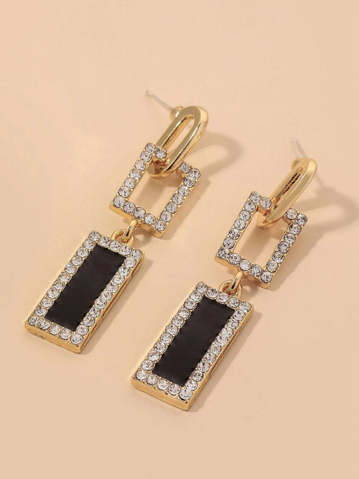 Shein Pendientes colgantes cuadrados con diamantes de imitación - Quierox - Tienda Online