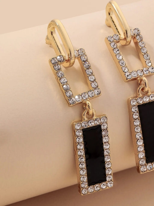 Shein Pendientes colgantes cuadrados con diamantes de imitación - Quierox - Tienda Online