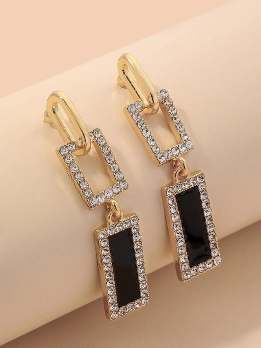 Shein Pendientes colgantes cuadrados con diamantes de imitación - Quierox - Tienda Online