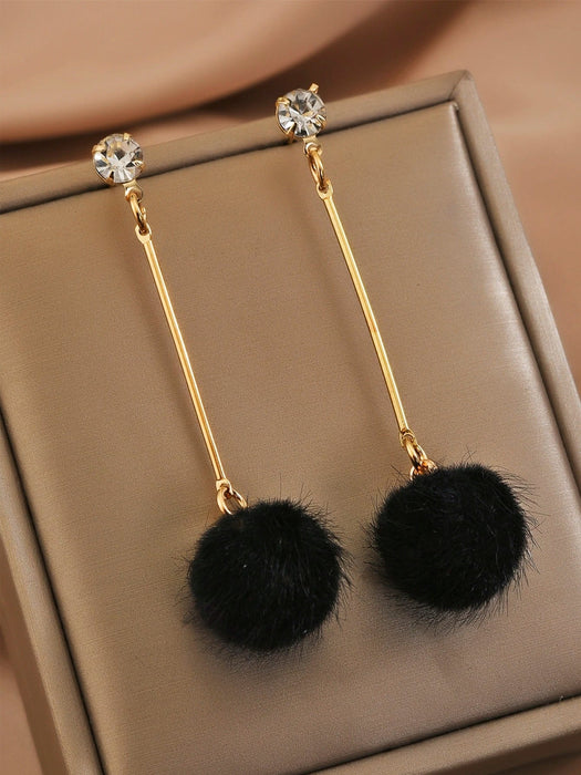 SHEIN Pendientes colgantes de bola de terciopelo - Quierox - Tienda Online