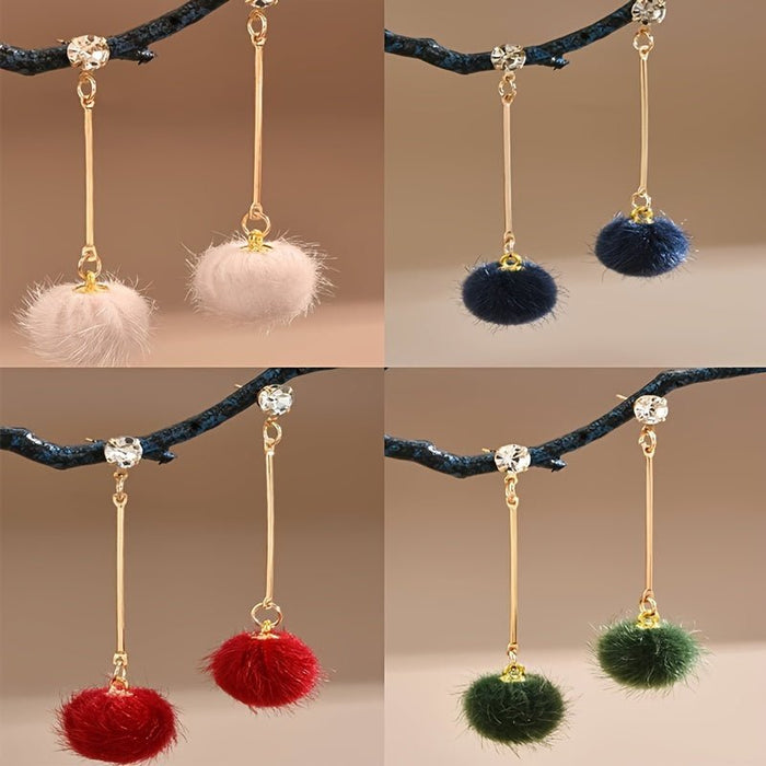 SHEIN Pendientes colgantes de bola de terciopelo - Quierox - Tienda Online