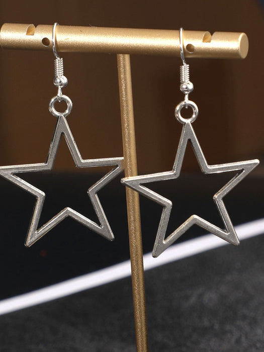 Shein Pendientes colgantes de estrella calada multicolor, sencillos y modernos - Quierox - Tienda Online