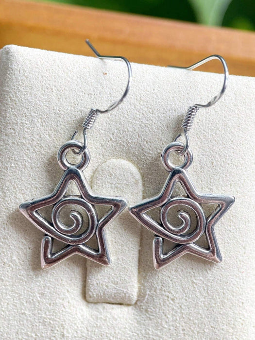 Shein Pendientes colgantes de plata con forma de estrella en espiral - Quierox - Tienda Online